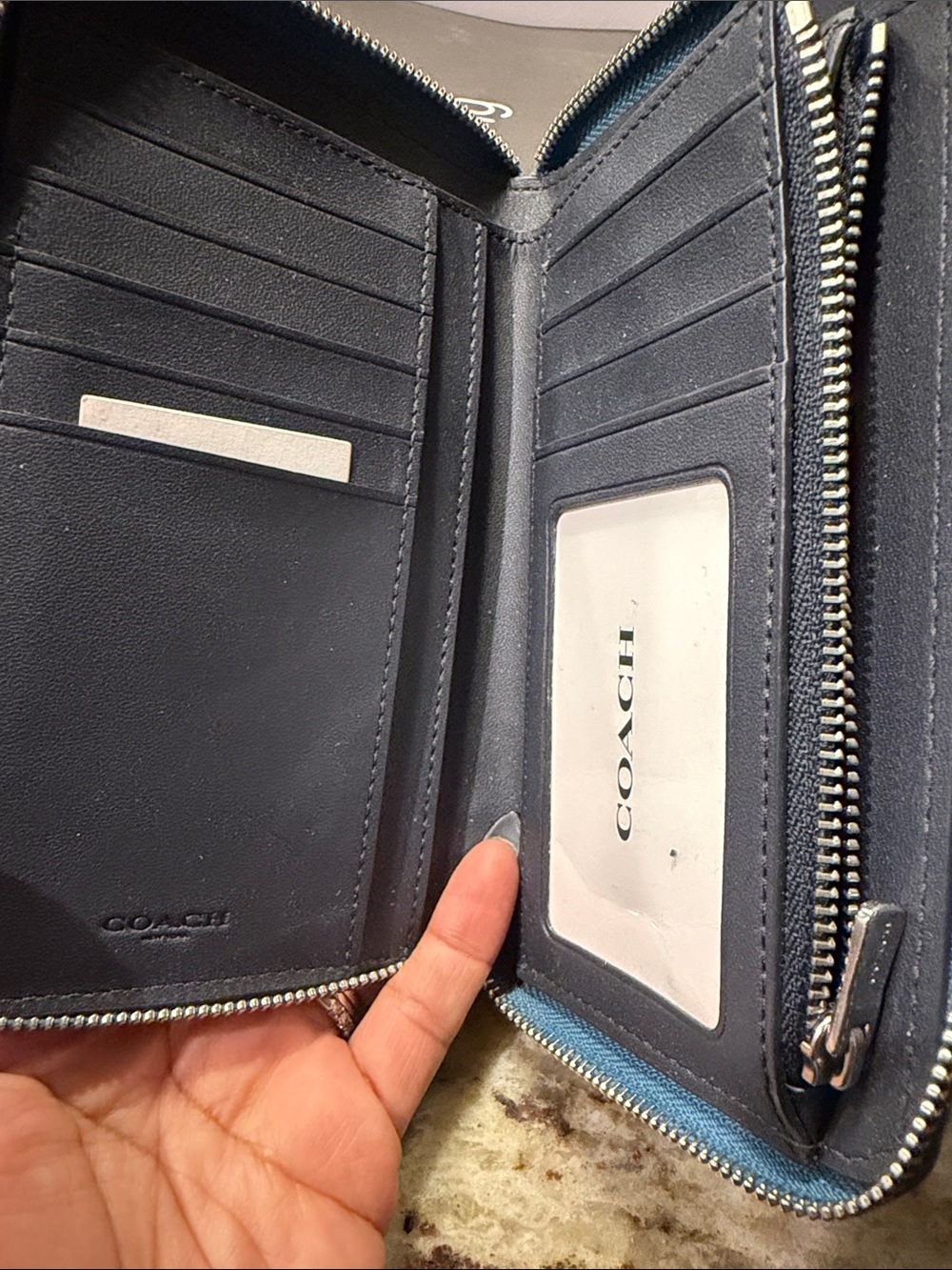 Coach Zip-Around Leather Wallet in Light Blue - Picture 5 of 11